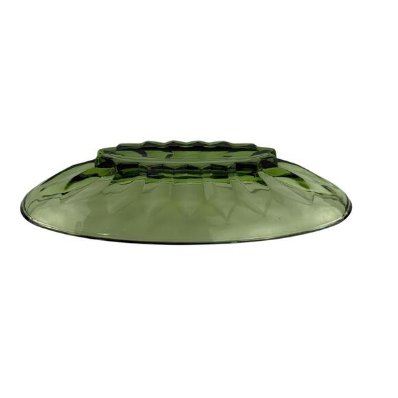 Vintage Green Pressed Glass Oval Serving or Candy Dish, Mid Century Avocado - Picture 6 of 16